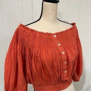 We The Free -Free People off shoulder top gauze blouse